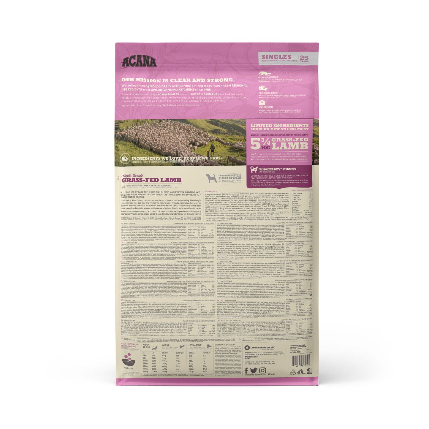 ACANA SINGLES Freeze-Dried Infused Grass-Fed Lamb Dry Dog Food (2kg/6kg/11.4kg)