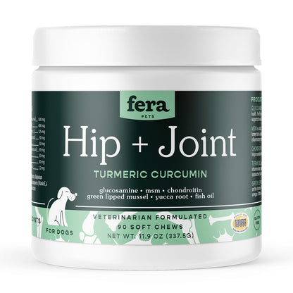 Fera Pets Hips & Joints Supplement For Dogs (90 count soft chews) NEW FORMULA 12oz