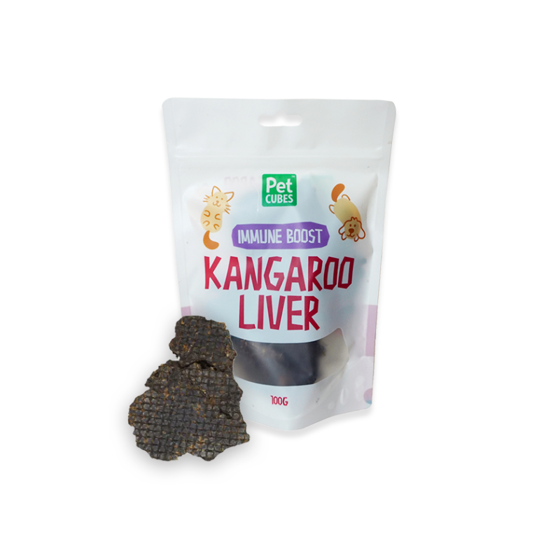PetCubes Natural Air-Dried Dog & Cat Treats - Kangaroo Liver 100g