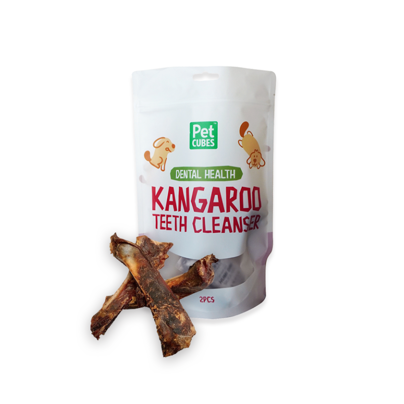 PetCubes Natural Air-Dried Dog Treats - Kangaroo Teeth Cleanser 100g