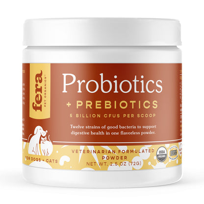 Fera Pet Organics Organic Probiotics with Prebiotics For Dogs & Cats (60 servings, powder) 2.5oz