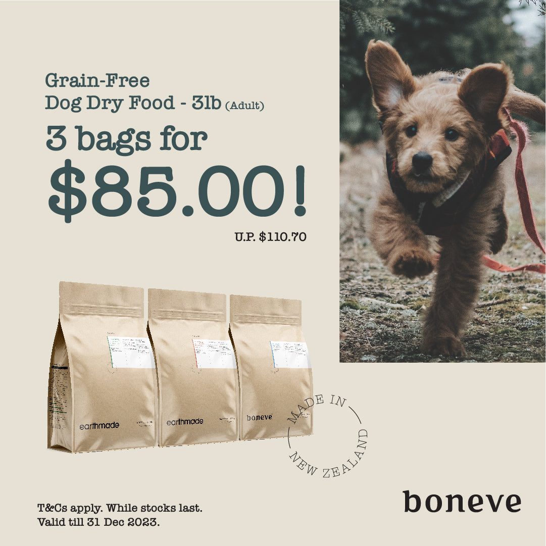 [BUNDLE DEAL] Boneve Earthmade Free Range Grass-Fed for Adult Dogs 3LB x 3