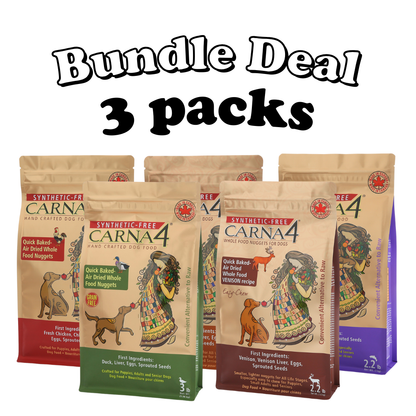 [BUNDLE DEAL] Carna4 Quick-Baked Air Dried Dry Food For Dogs (Chicken/Fish/Duck/Lamb/Venison)