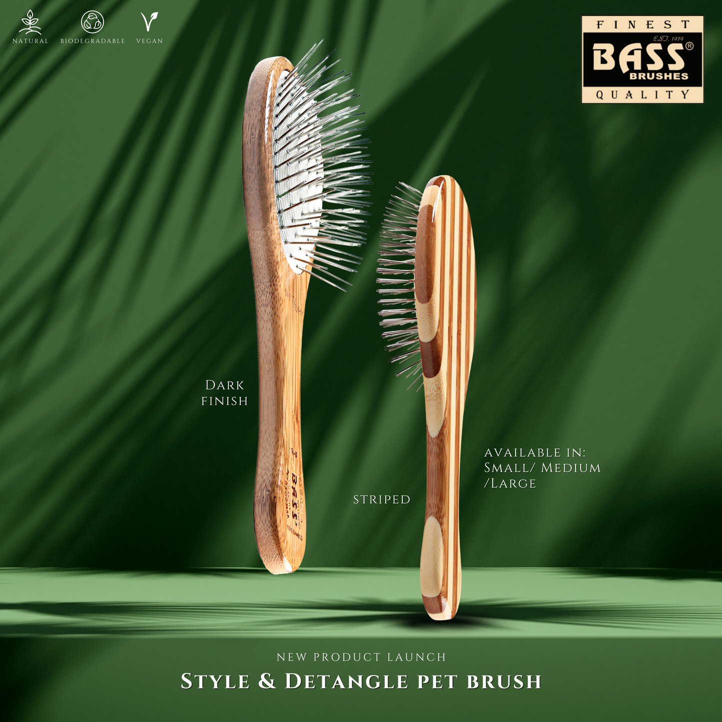 Bass Brushes Style & Detangle Pet Brush (3 Sizes)