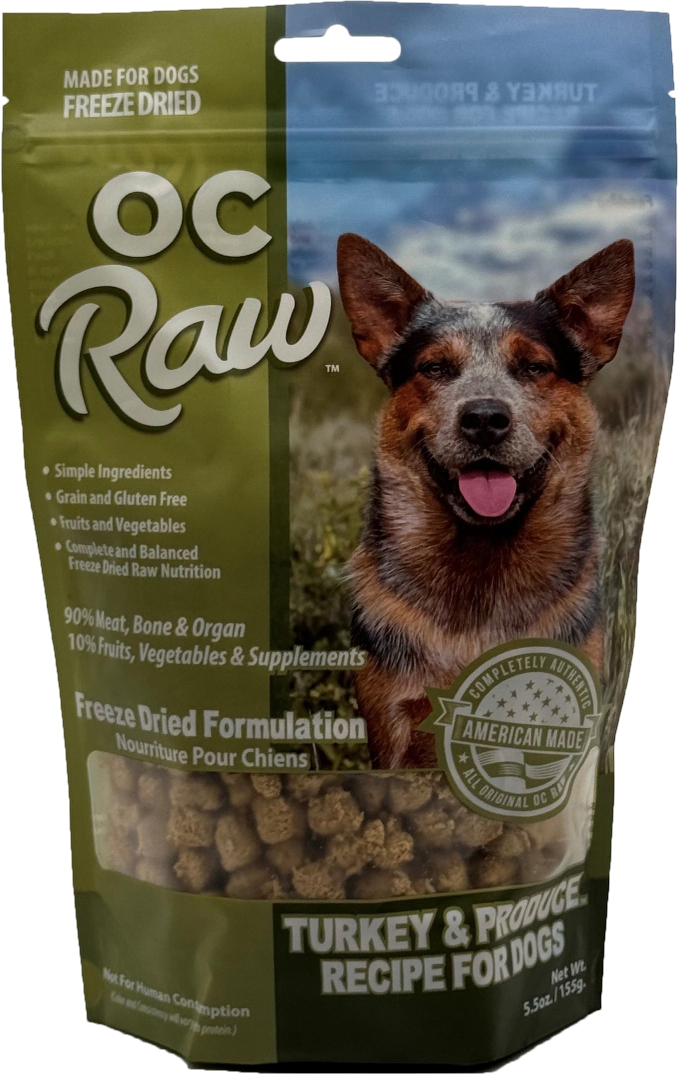 OC Raw Freeze Dried Raw For Dogs - Turkey & Produce Meaty Rox 5.5oz