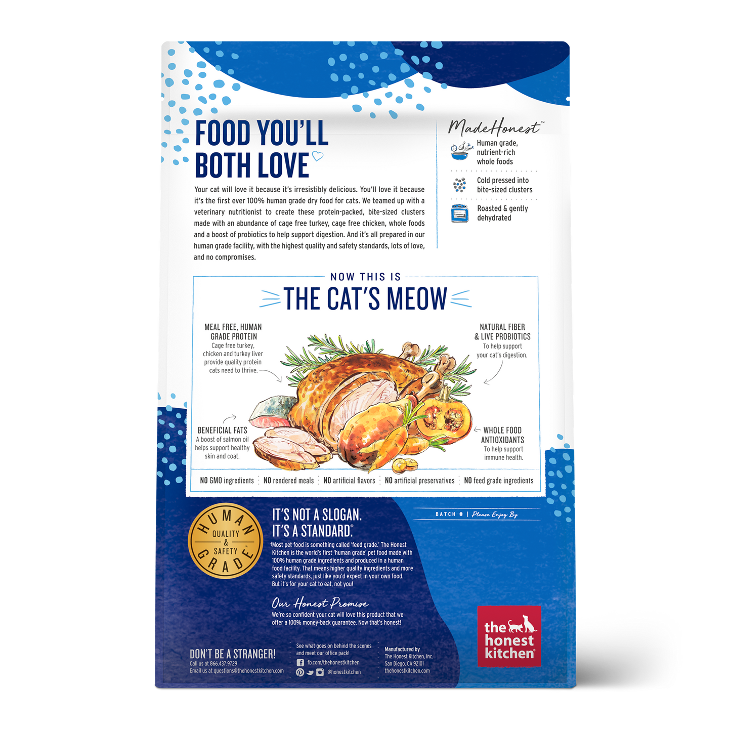 [BUY 1 FREE 1] The Honest Kitchen Whole Food Clusters Grain-Free Turkey & Chicken Cat Dry Food- 4lbs