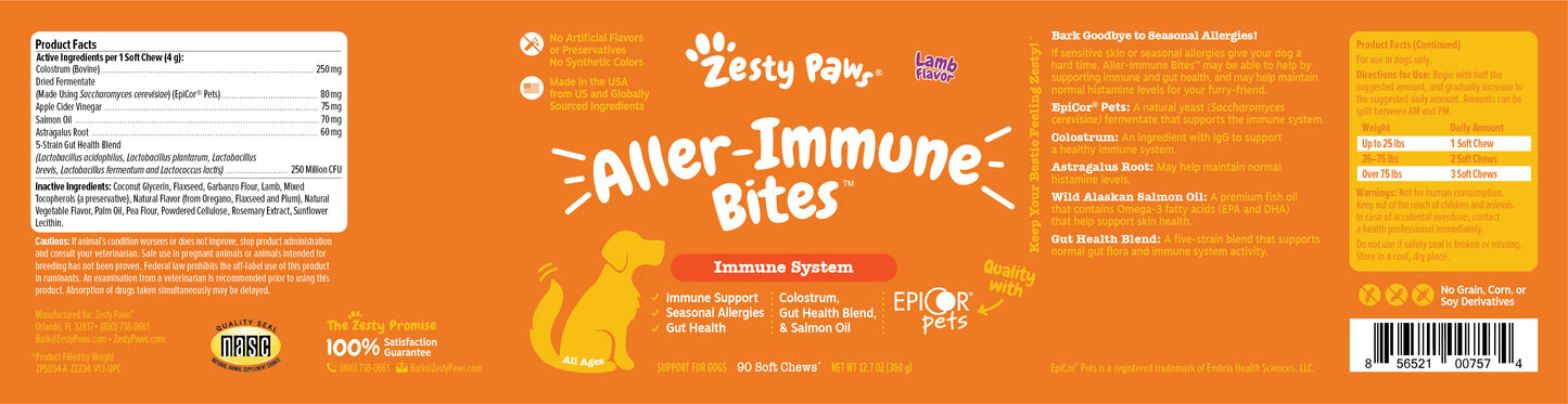 Zesty Paws Aller-Immune Bites 90ct - Jar (Apple Peanut Butter / Lamb)