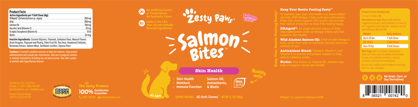 Zesty Paws Salmon Bites 90ct - Jar