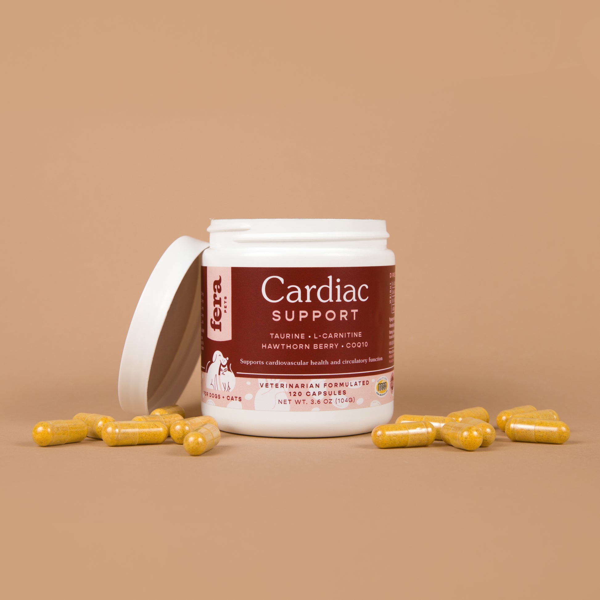 Fera Pets Cardiac Support Supplement For Dogs Cats (60 capsules