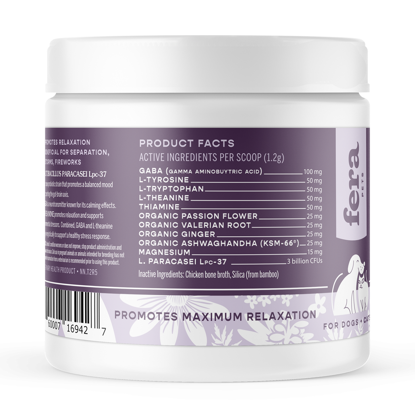 Fera Pets Calming Support Supplement Powder For Dogs & Cats 2.5oz