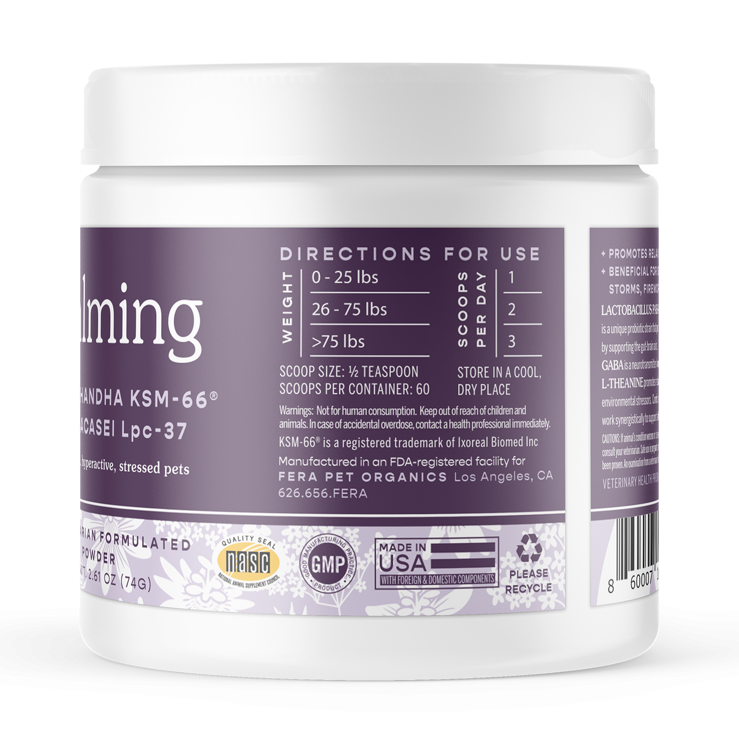 Fera Pets Calming Support Supplement Powder For Dogs & Cats 2.5oz