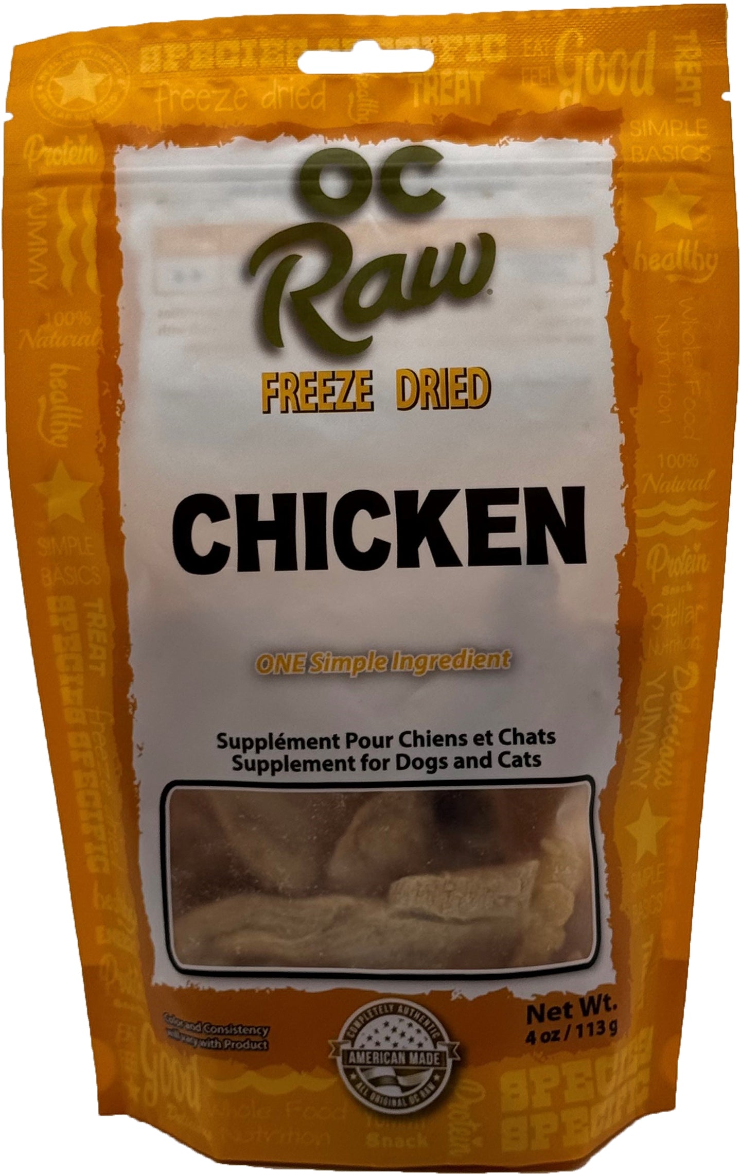 OC Raw Freeze Dried Chicken Pieces Treats For Dogs & Cats 4oz