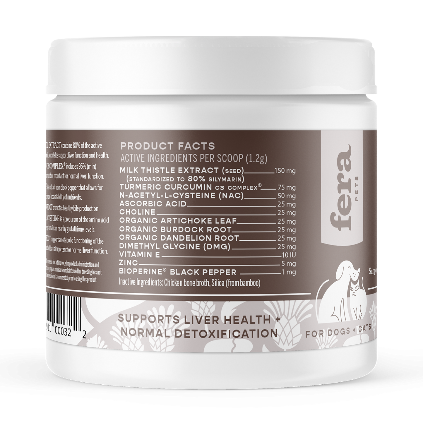 Fera Pets Liver Support Supplement Powder For Dogs & Cats 2.5oz