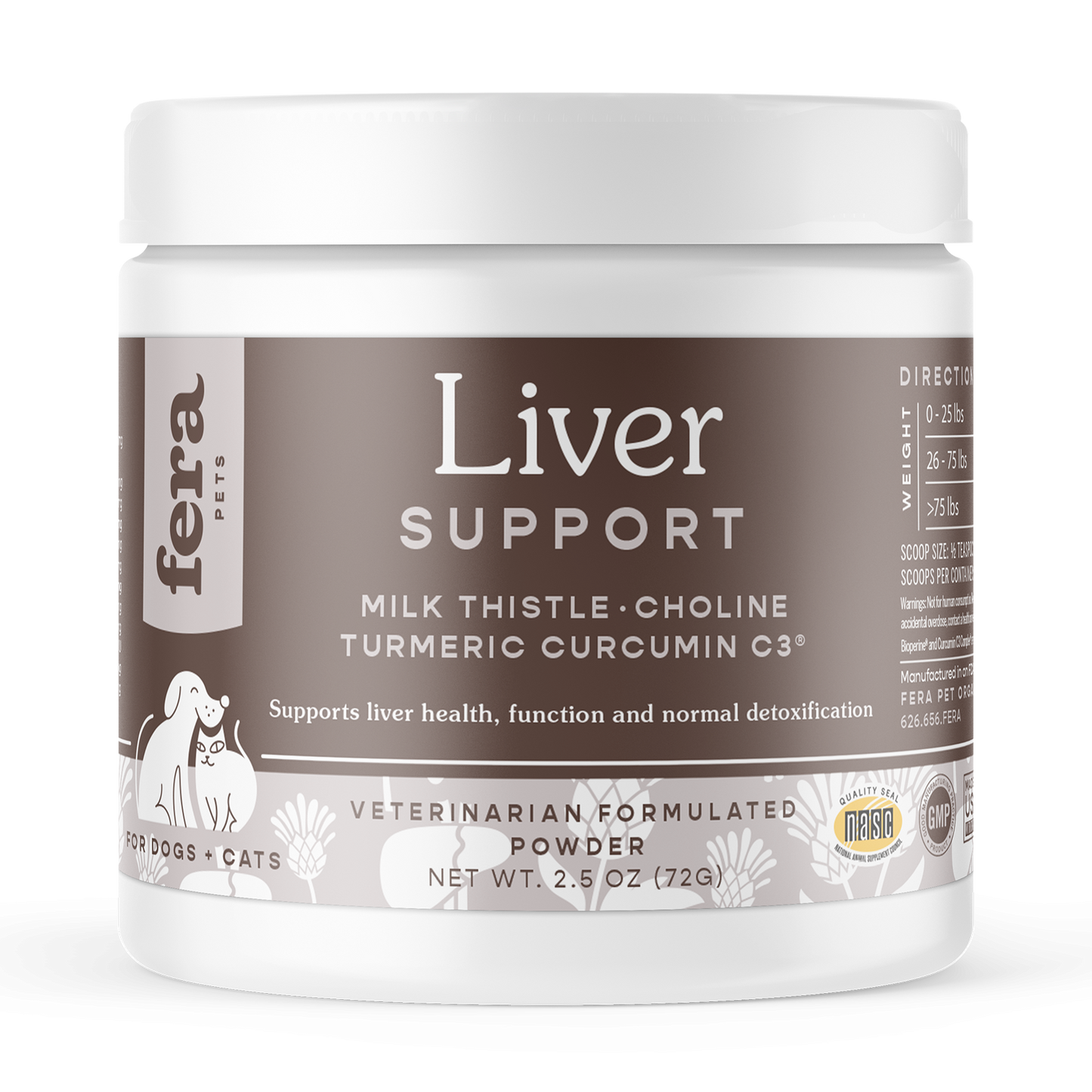 Fera Pets Liver Support Supplement Powder For Dogs & Cats 2.5oz