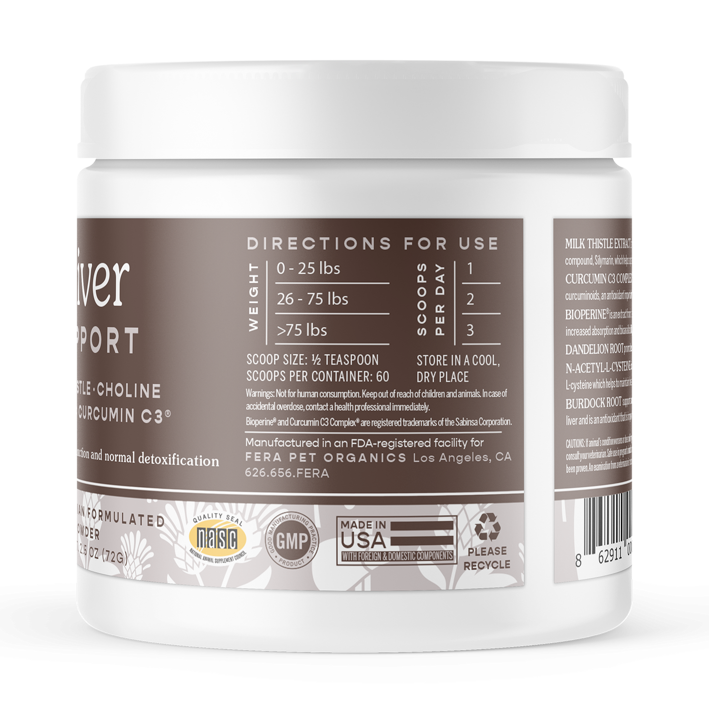 Fera Pets Liver Support Supplement Powder For Dogs & Cats 2.5oz