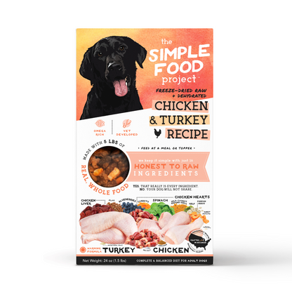 [BUY 1 FREE 1] Simple Food Project Freeze Dried Dog Food - Chicken & Turkey Recipe (3 Sizes)
