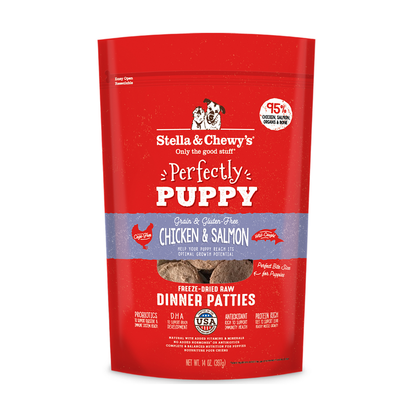 Stella and Chewy's Perfectly Puppy Chicken & Salmon Patties Freeze Dried Dog Food 14oz