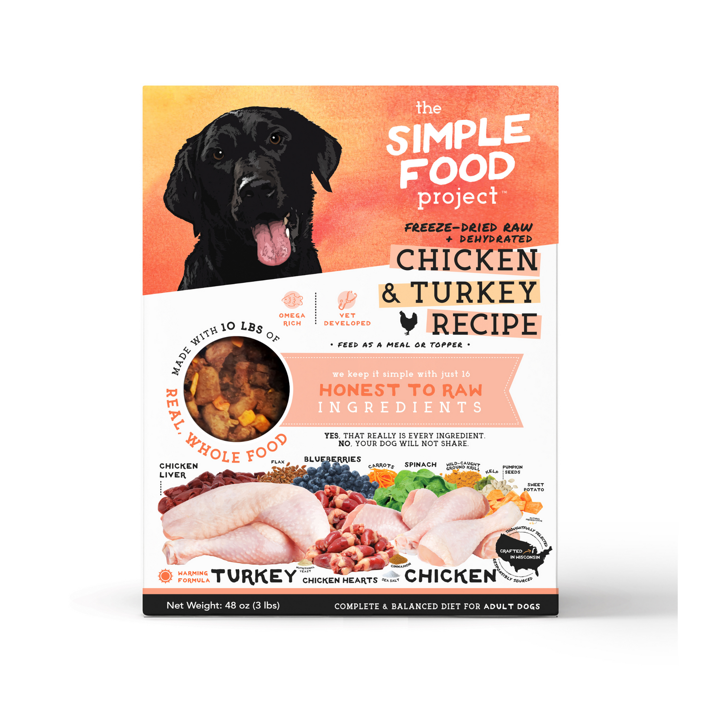 [BUY 1 FREE 1] Simple Food Project Freeze Dried Dog Food - Chicken & Turkey Recipe (3 Sizes)