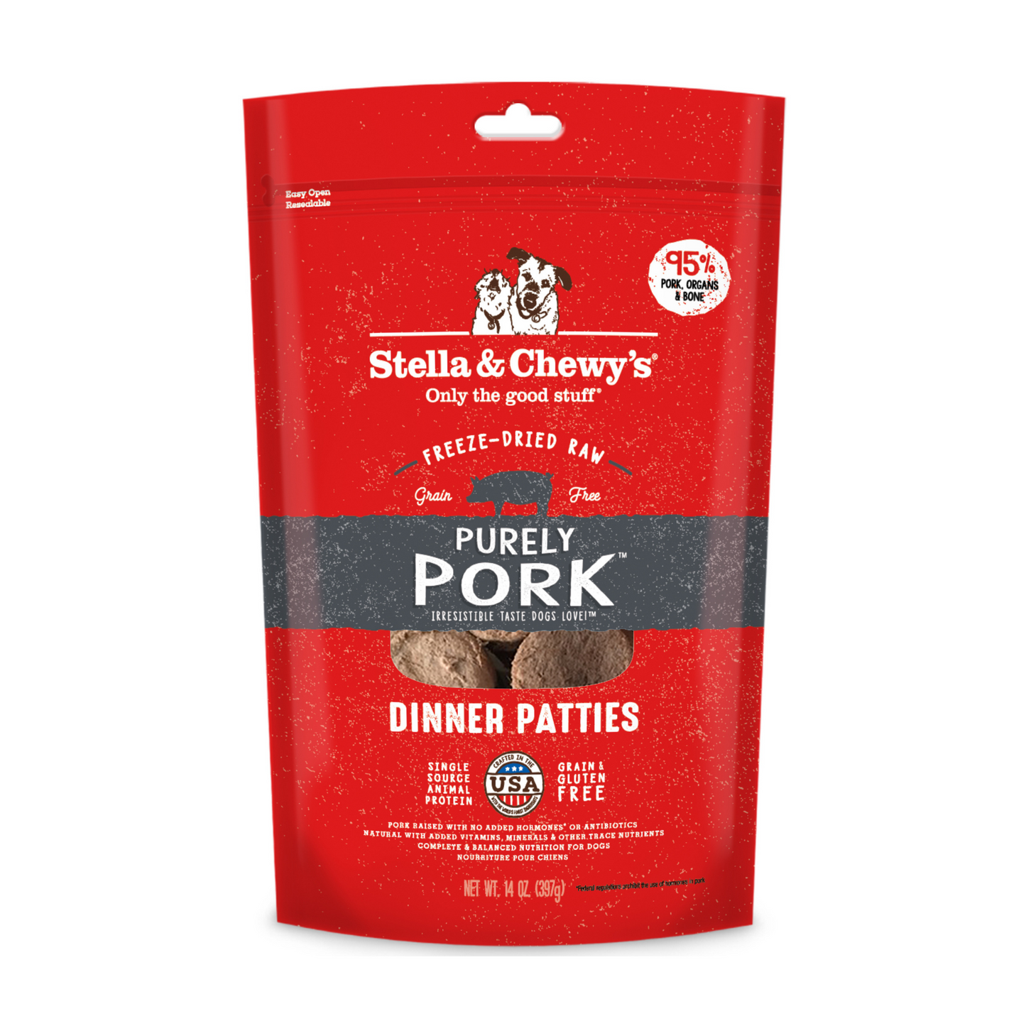 Stella and Chewy's Purely Pork Patties Freeze Dried Dog Food 14oz