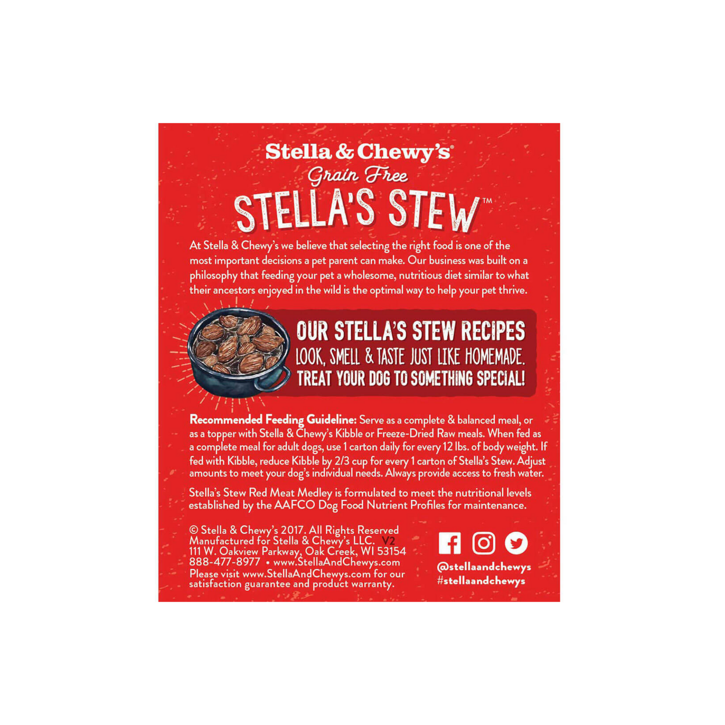 Stella and Chewy's Cage Red Meat Medley Stew Wet Dog Food 11oz