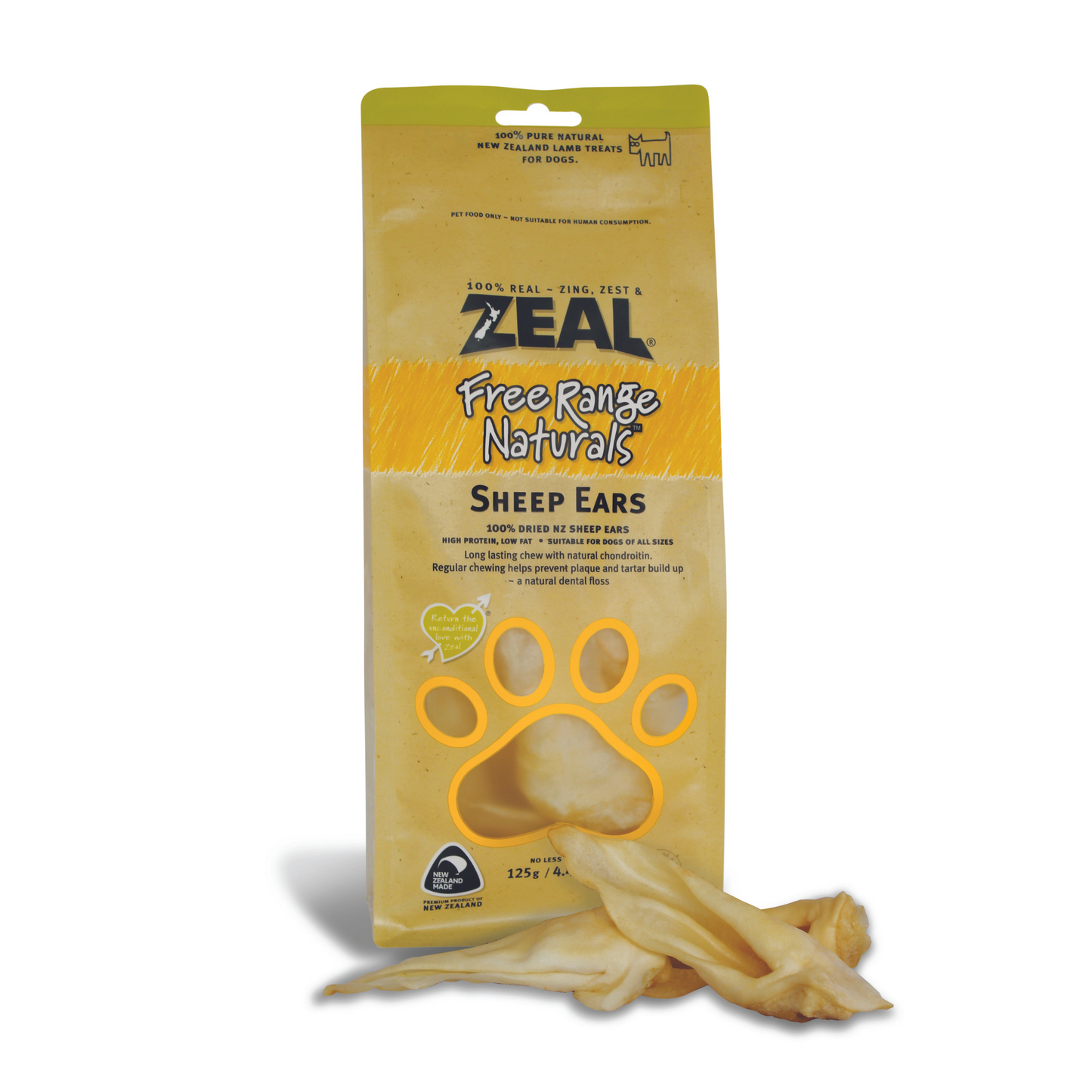 ZEAL Sheep Ears Dog Chew 125g