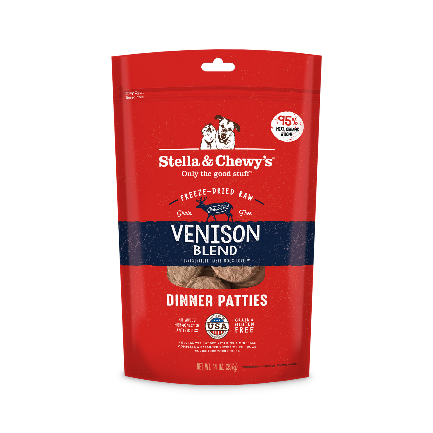 Stella and Chewy's Venison Blend Patties Freeze Dried Dog Food 14oz