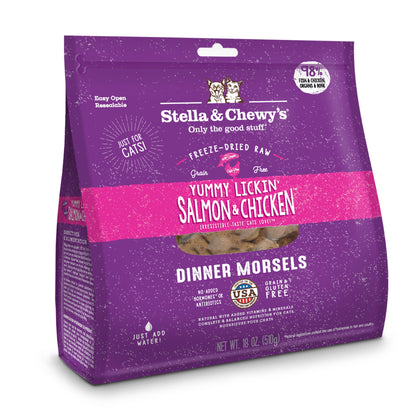 Stella and Chewy's Yummy Lickin Salmon & Chicken Dinner Morsels Freeze Dried Cat Food (3 Sizes)