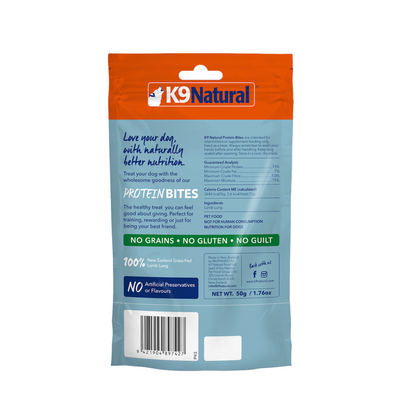 K9 Natural Air-dried Lamb Lung Protein Bites 50g