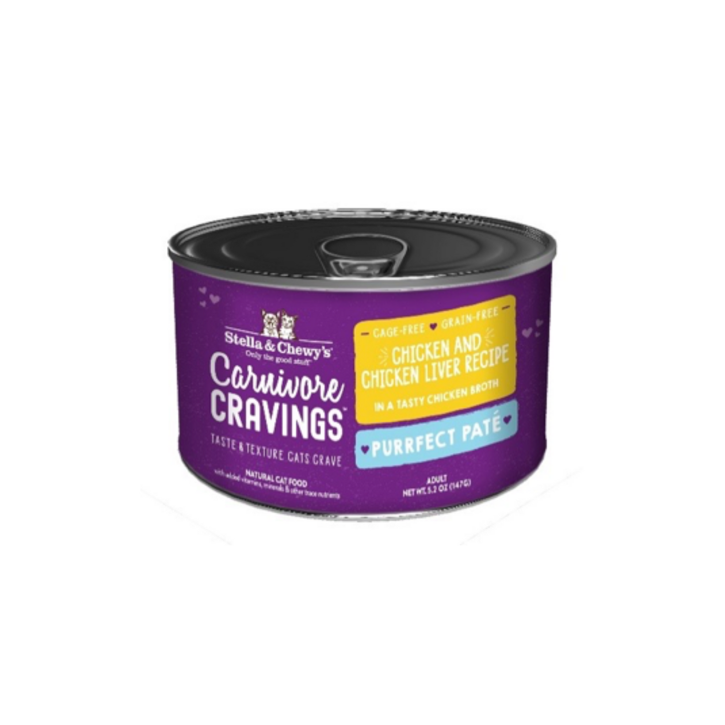 Stella and Chewy's Carnivore Cravings-Purrfect Pate Chicken & Chicken Liver Pate Recipe in Broth Cat Food 5.2oz