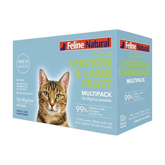 [BUNDLE DEAL] Feline Natural Pouched Chicken & Lamb Cat Food 85g x 12