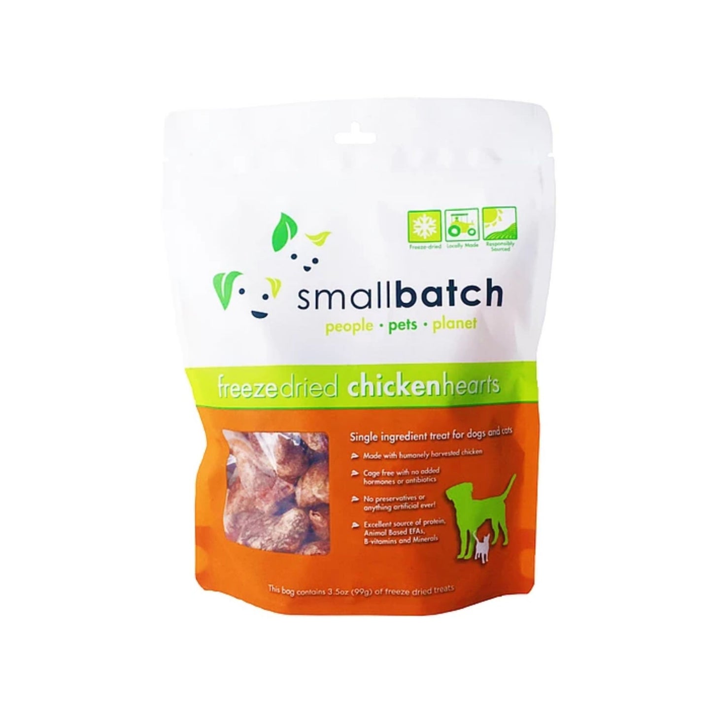 SmallBatch Freeze Dried Chicken Hearts Dog & Cat Treats 3.5oz