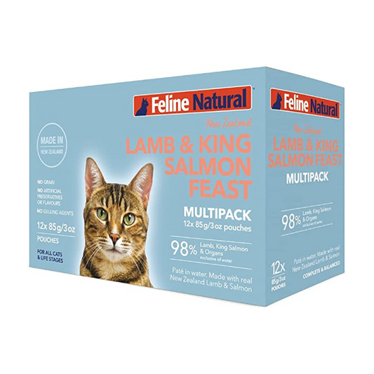 [BUNDLE DEAL] Feline Natural Pouched Lamb & Salmon Cat Food 85g x 12