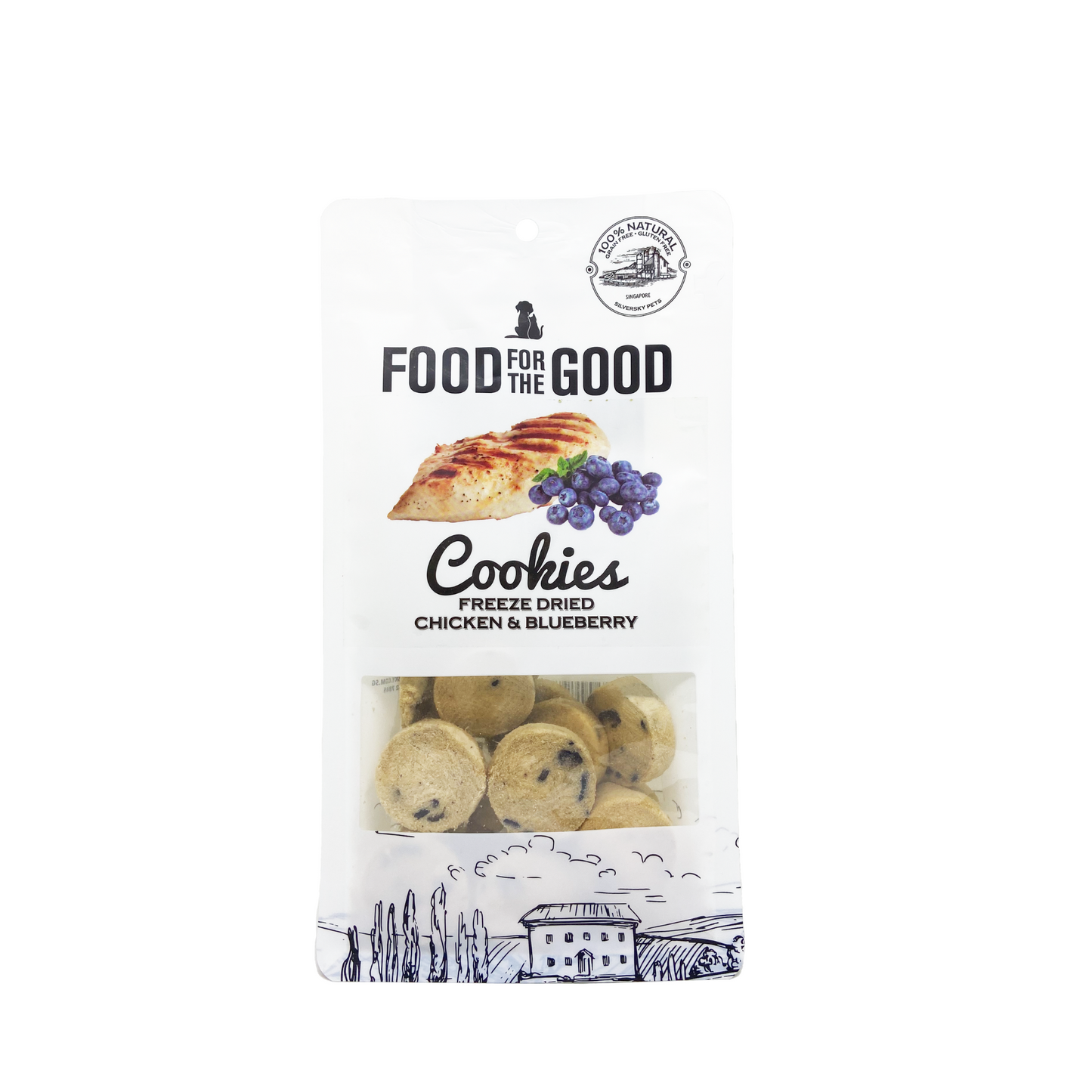 Food For The Good Freeze Dried Cat & Dog Treats - Chicken & Blueberry Cookies 70g
