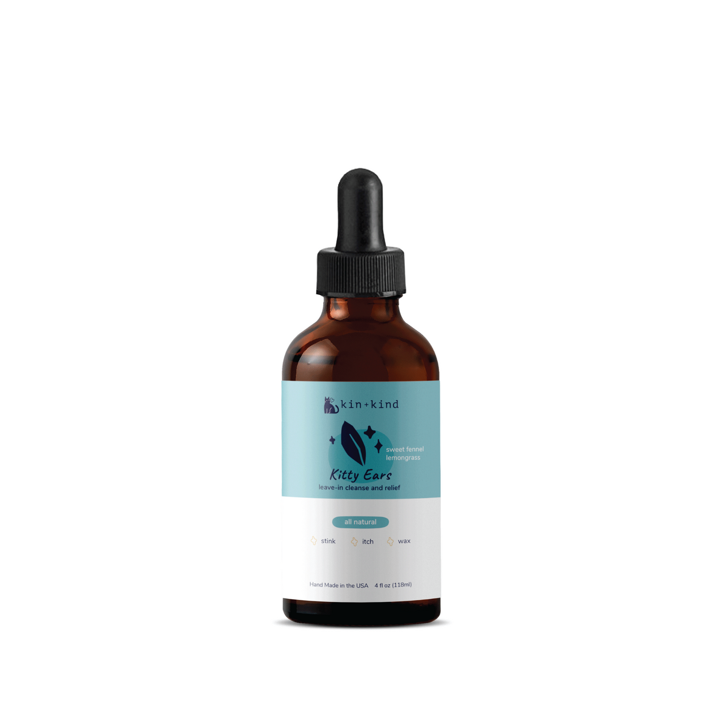 Kin + Kind Natural Kitty Ear Cleaner (Leave-in cleanse and relief) 4oz