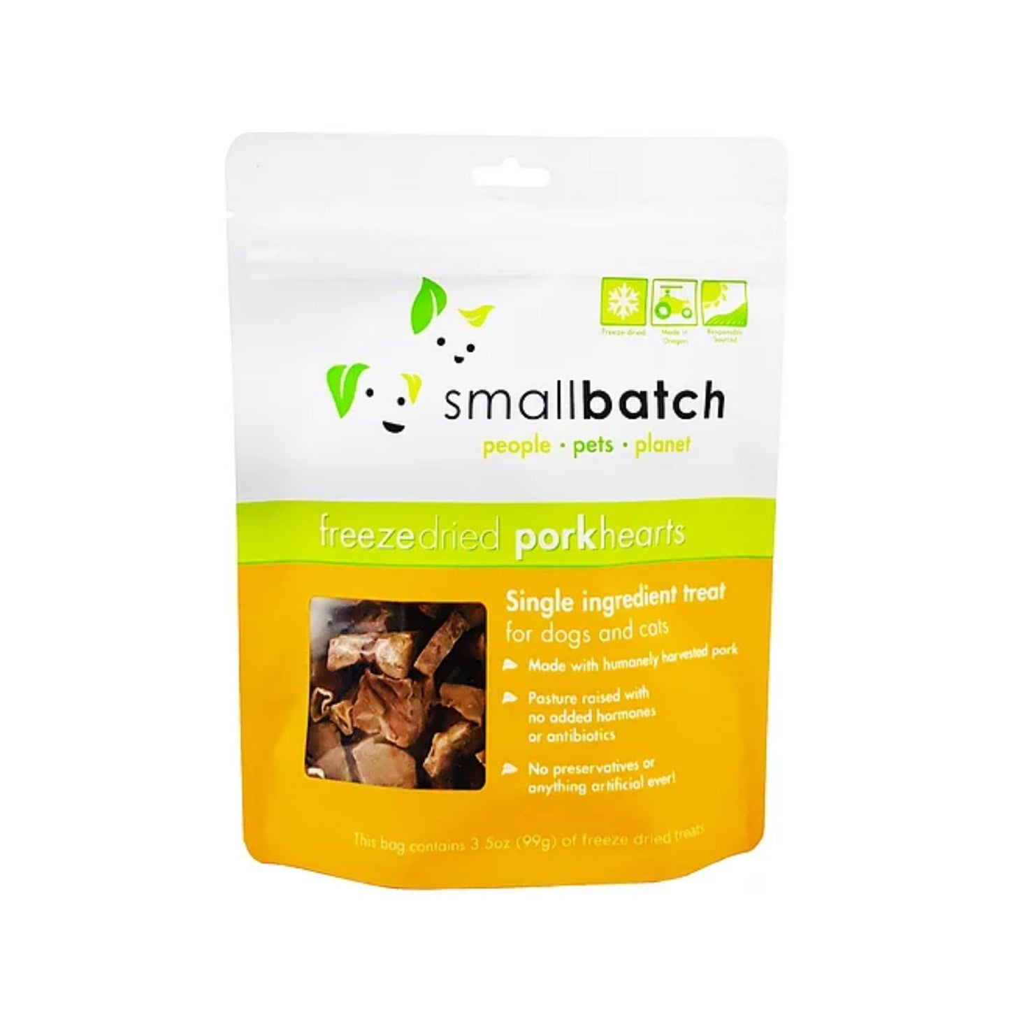SmallBatch Freeze Dried Pork Hearts Dog & Cat Treats 3.5oz
