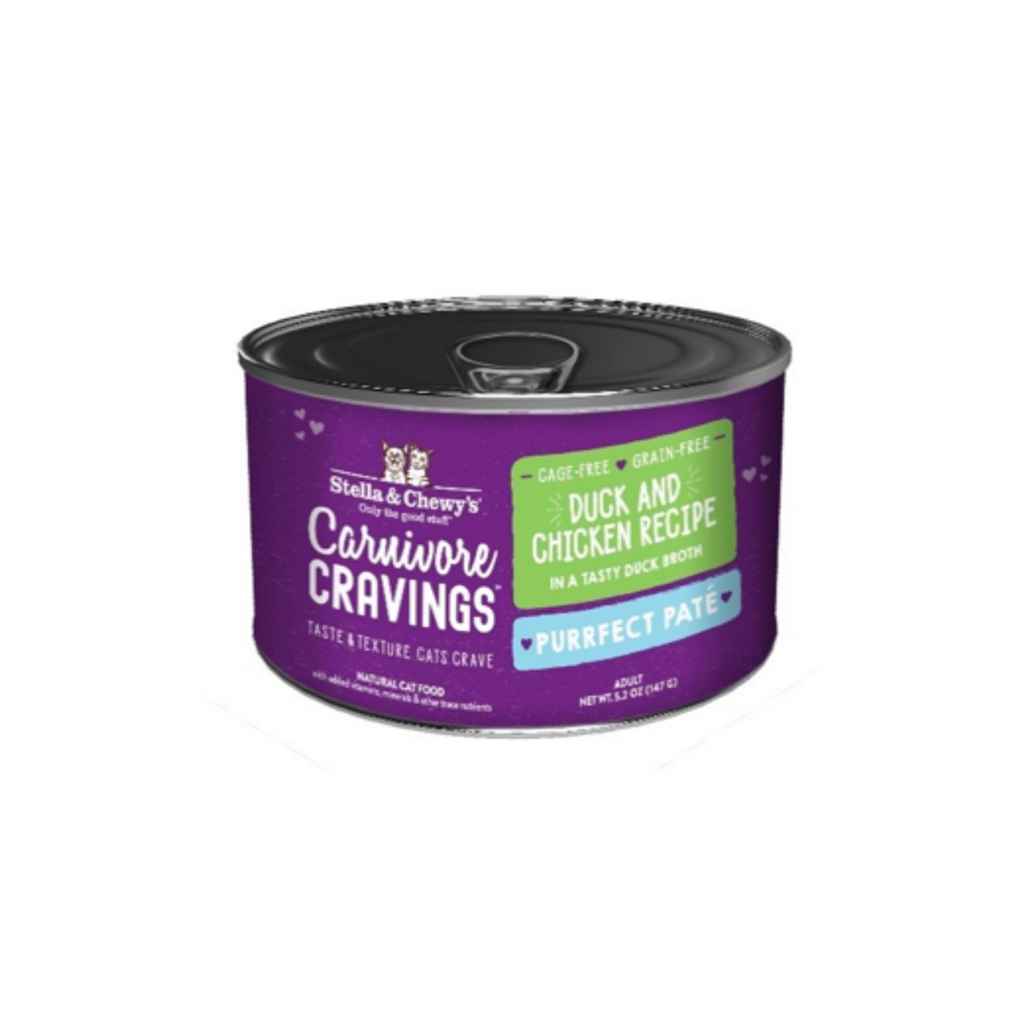 Stella and Chewy's Carnivore Cravings-Purrfect Pate Duck & Chicken Pate Recipe in Broth Cat Food 5.2oz