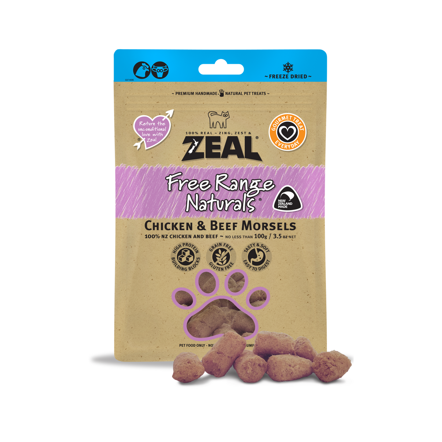 ZEAL Freeze Dried Chicken & Beef Morsels Cat Treat 100g