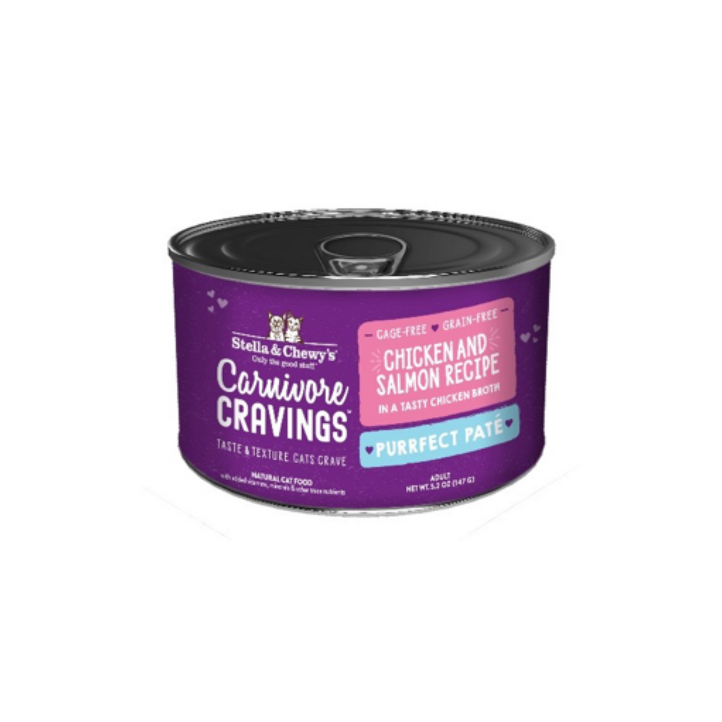 Stella & Chewy's Carnivore Cravings-Purrfect Pate Chicken & Salmon Pate Recipe in Broth Cat Food 5.2oz