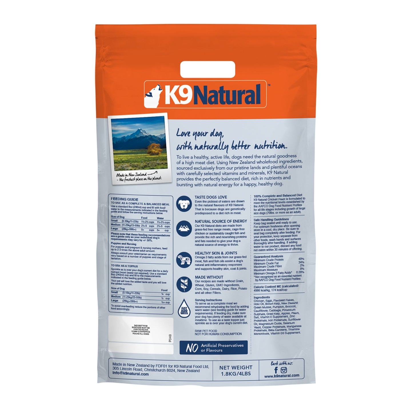 K9 Natural Freeze Dried Chicken (2 Sizes)