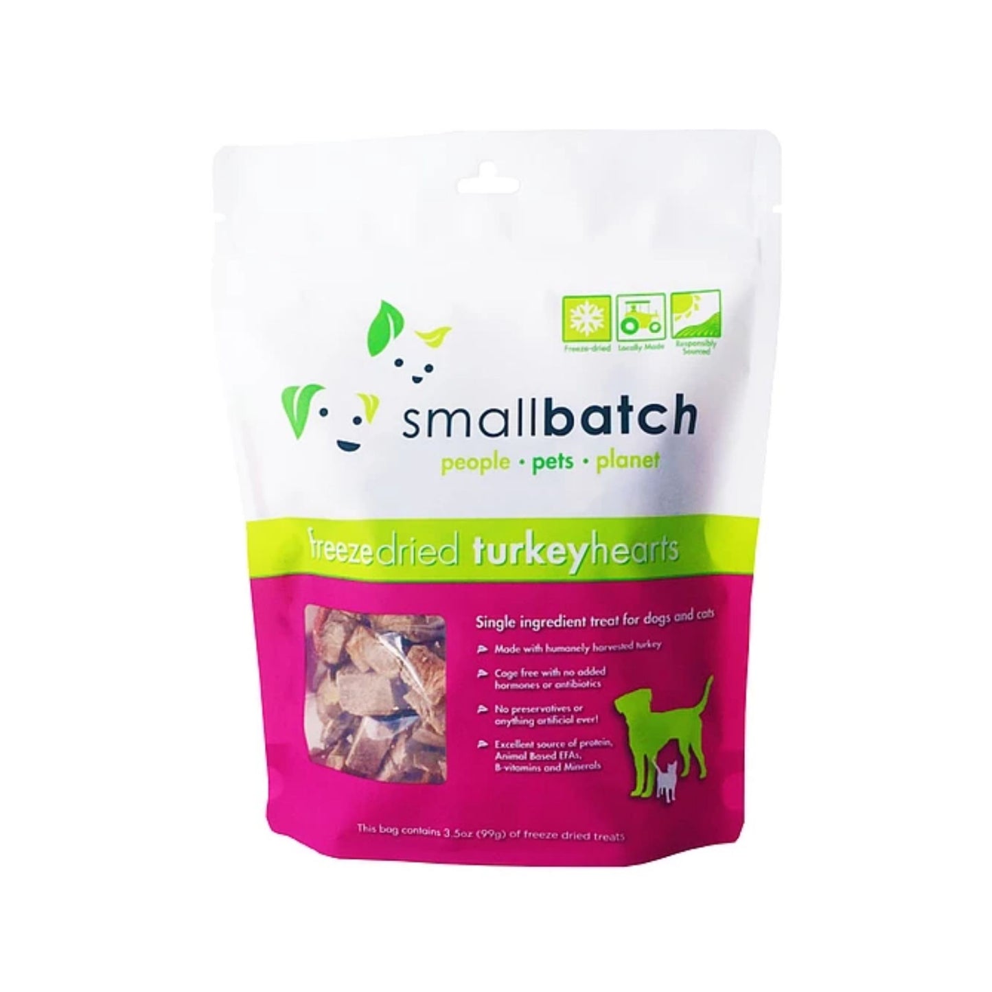 SmallBatch Freeze Dried Turkey Hearts Dog & Cat Treats 3.5oz