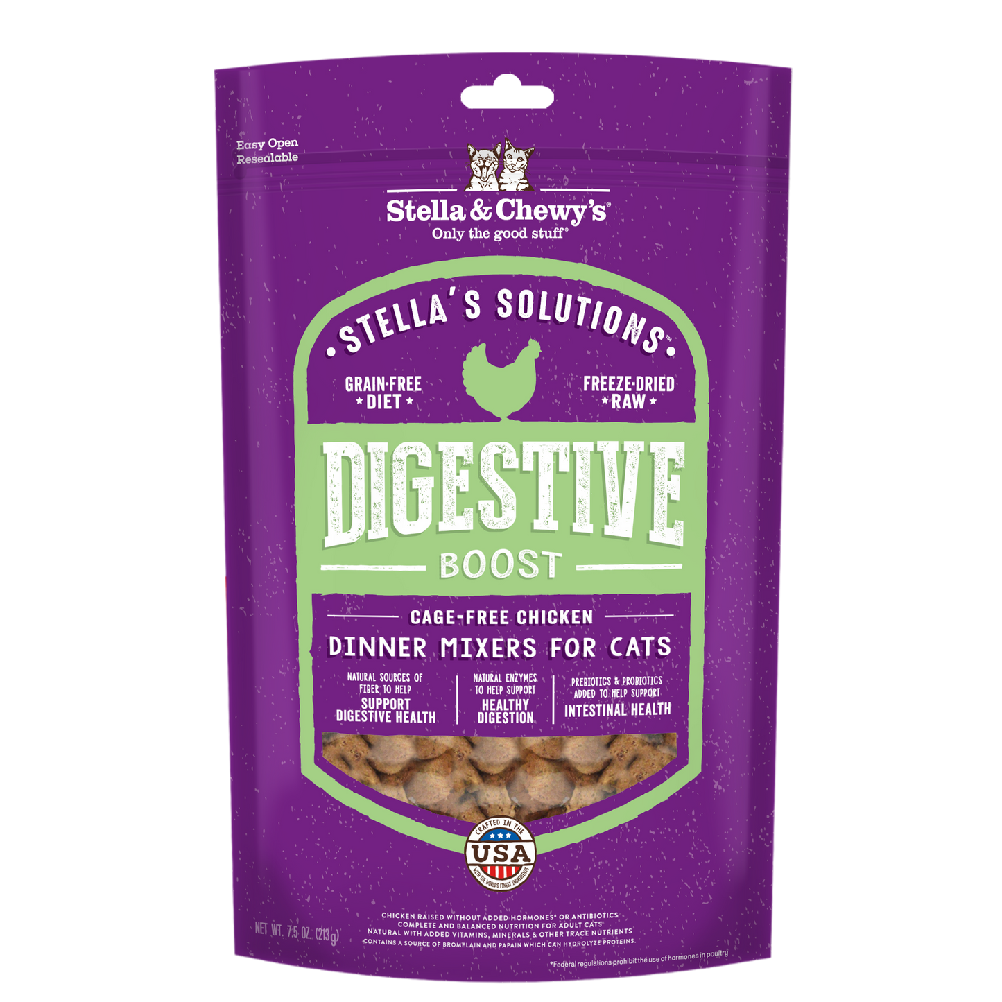 Stella and Chewy's Stella's Solutions Chicken Digestive Boost Freeze Dried Cat Food 7.5oz