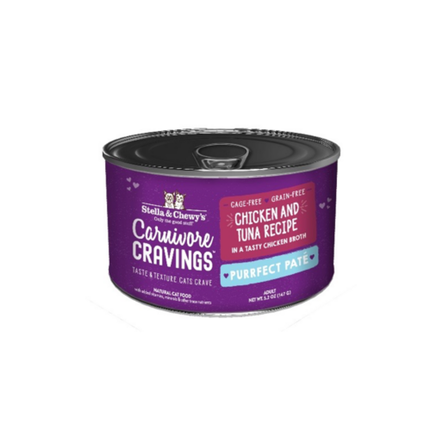 Stella and Chewy's Carnivore Cravings-Purrfect Pate Chicken & Tuna Pate Recipe in Broth Cat Food 5.2oz