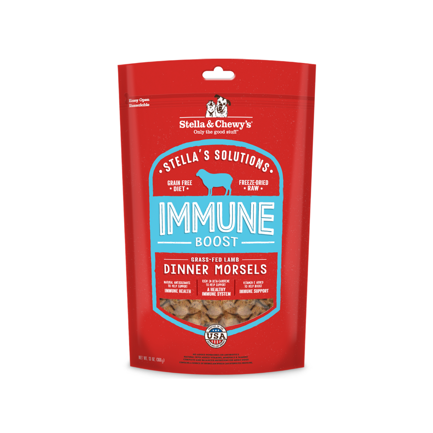 Stella and Chewy's Stella Solutions Immune Boost Lamb Recipe Dinner Morsels Freeze Dried Dog Food 13oz