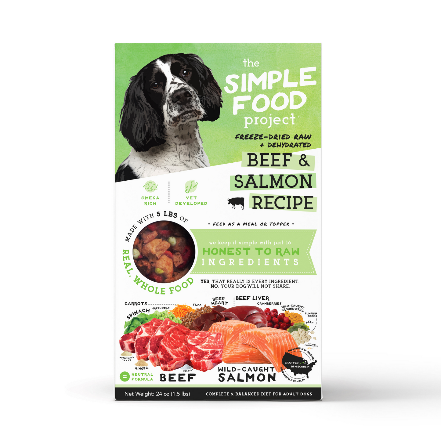 Simple Food Project Freeze Dried Dog Food - Beef & Salmon Recipe (3 Sizes)