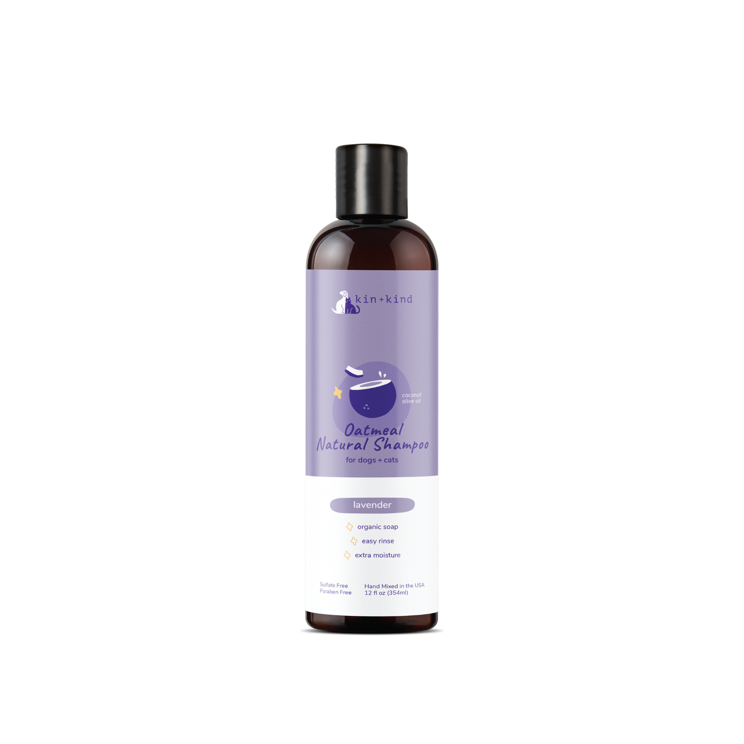 Kin + Kind Natural Shampoo - Oatmeal Lavender 12oz