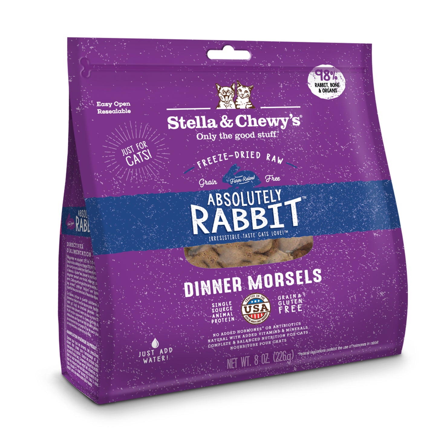 Stella and Chewy's Absolutely Rabbit Dinner Morsels Freeze Dried Cat Food 8oz