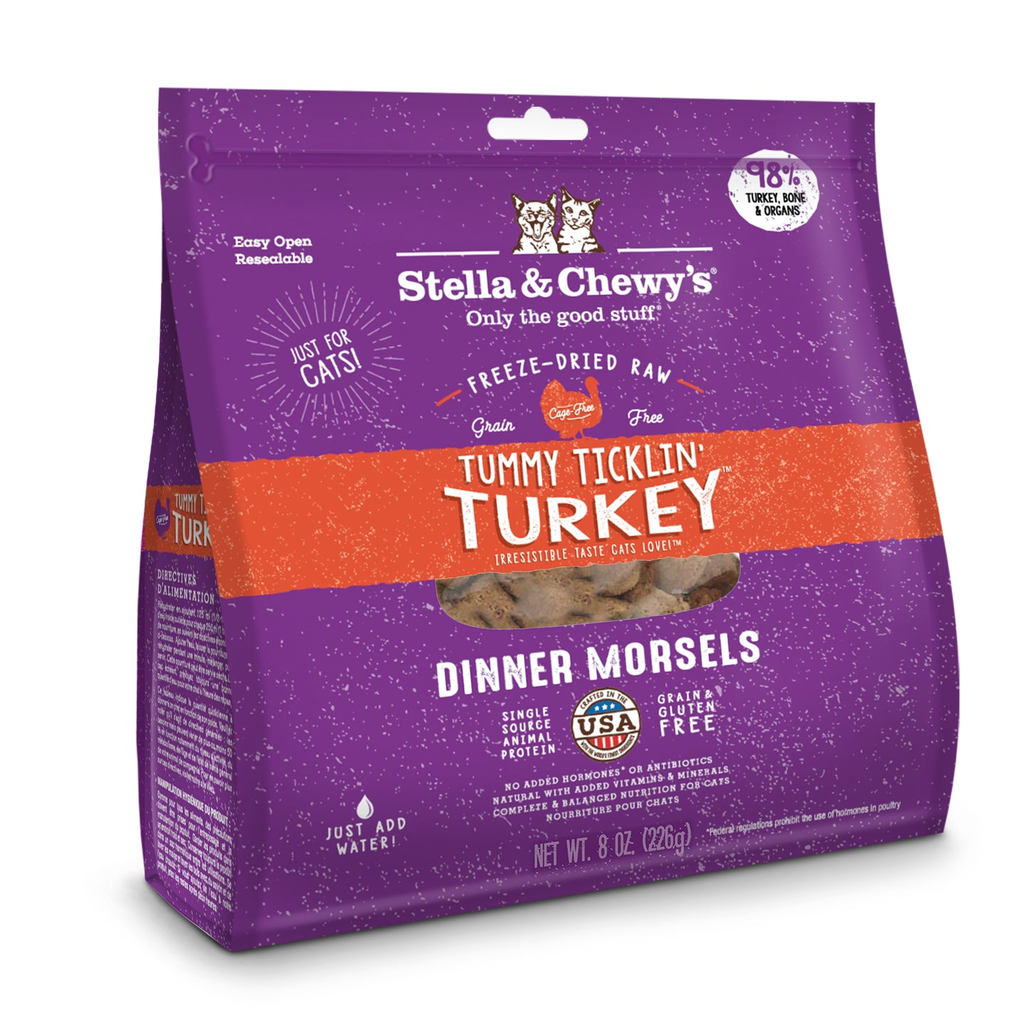 Stella and Chewy's Tummy Ticklin' Turkey Dinner Morsels Freeze Dried Cat Food (2 Sizes)