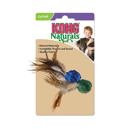 KONG Naturals Cat Crinkle Ball with Feathers (Assorted)