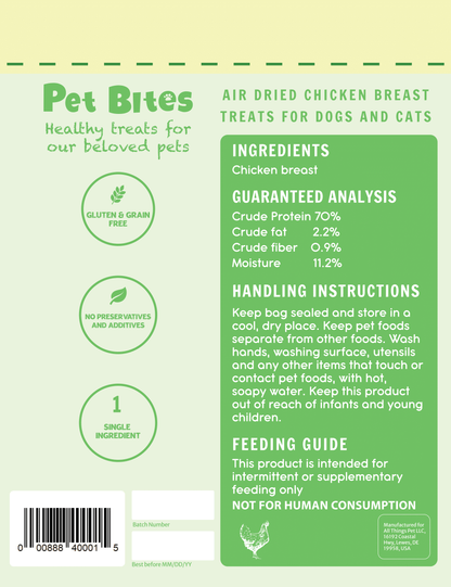 Pet Bites Air Dried Dog & Cat Treats - Chicken Breast (2 sizes)