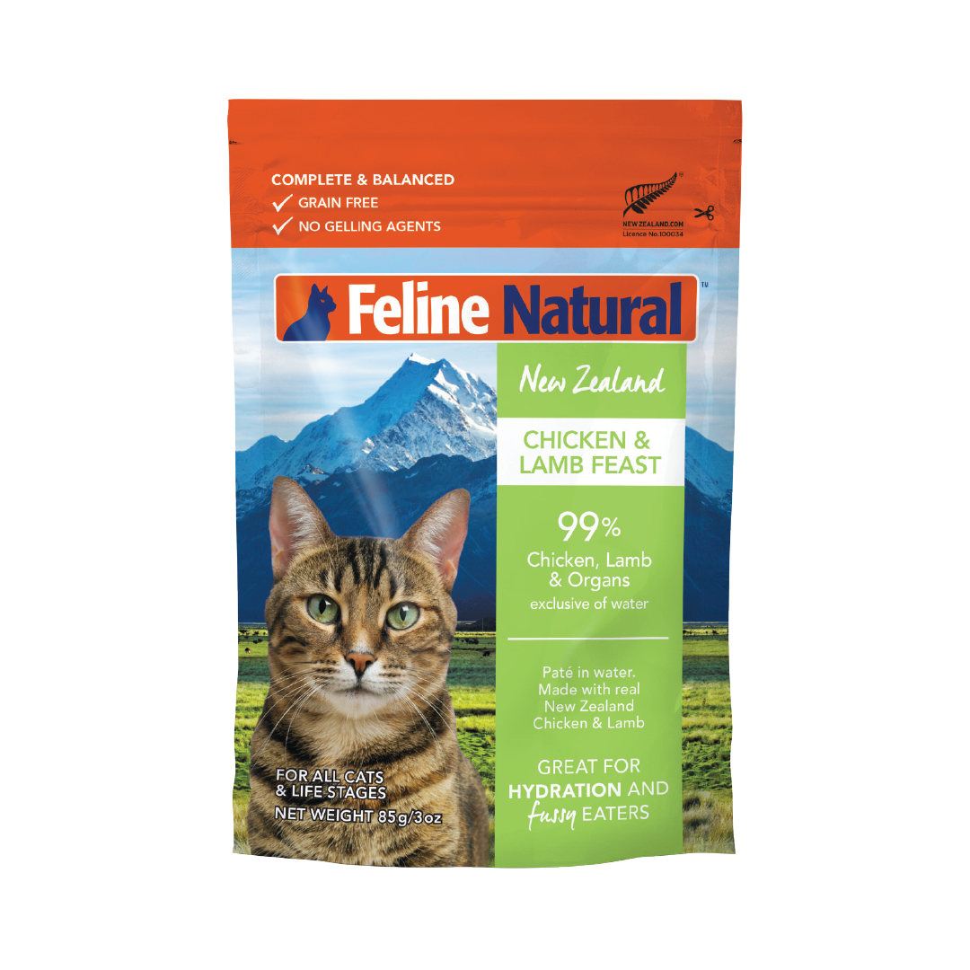 [BUNDLE DEAL] Feline Natural Pouched Chicken & Lamb Cat Food 85g x 12